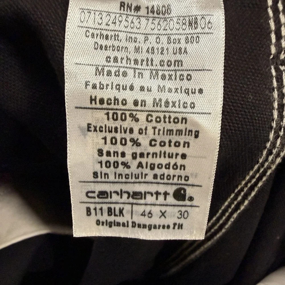 Carhartt‎ Carpenter B11 Pants Men's 46x30 Black Duck Canvas Vintage Y2K